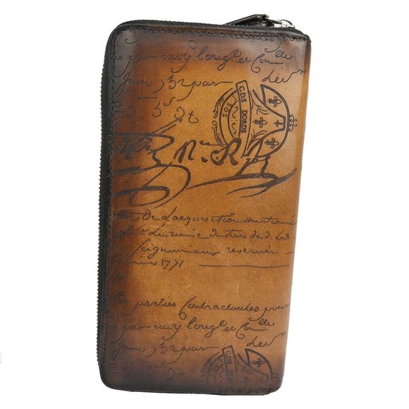 BERLUTI Logo Itauba Long Zip Around Wallet Scritto Leather Brown Italy 16RJ380 - Picture 7 of 16